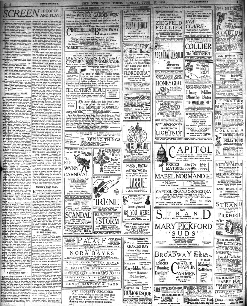 New York Times, June 27, 1920 New York Times, June 27, 1920